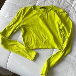 Zara bright yellow/green crop top